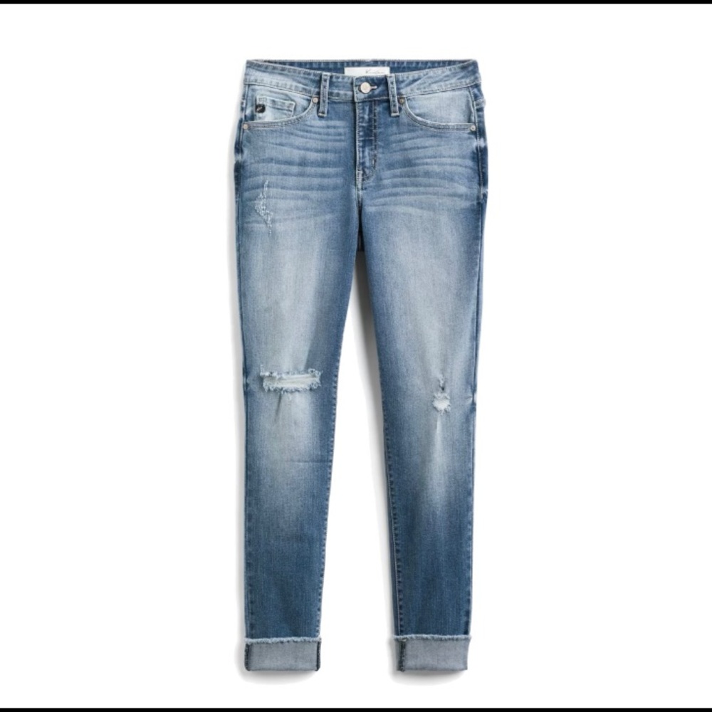 LIKE NEW KanCan Skinny Distressed Frayed Hem Cuffed Jeans